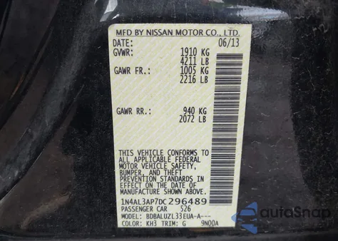 2013 Nissan Altima 2.5 Sv from USA, damaged, VIN 1N4AL3AP7DC296489
